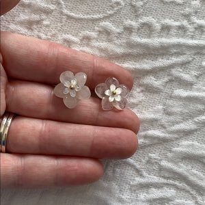 Rose Quartz Flower Earrings